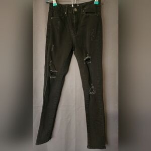 SIMPLE SOCIETY Jeans, Women's size 25W Black Denim Distressed Jeans